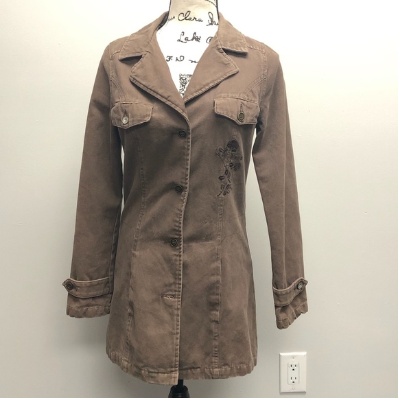 90's Retro Vans Jean Trench Coat MED - Picture 1 of 4